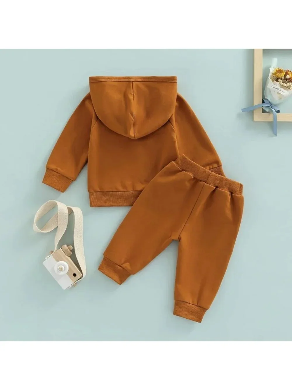 Cozy Baby Boy Sweatsuit Set - Solid Color Hoodie & Sweatpants for Toddler